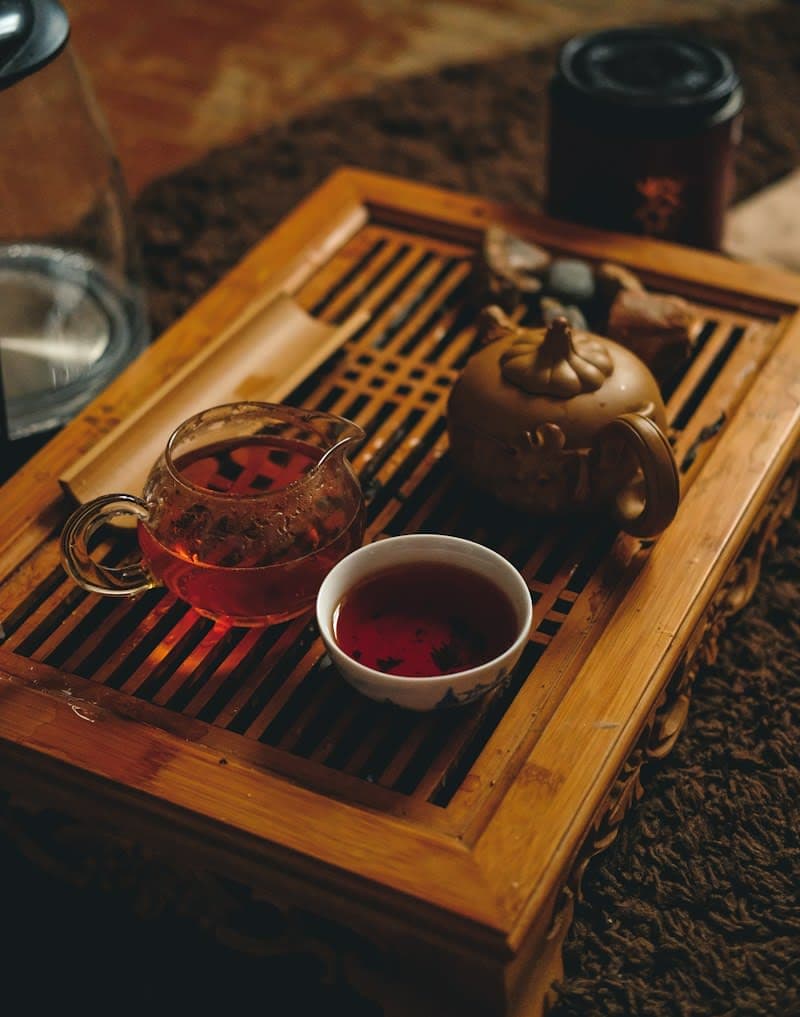 Khay Tre Đựng Ấm Chén Trà Đạo Hun Khói FOFO