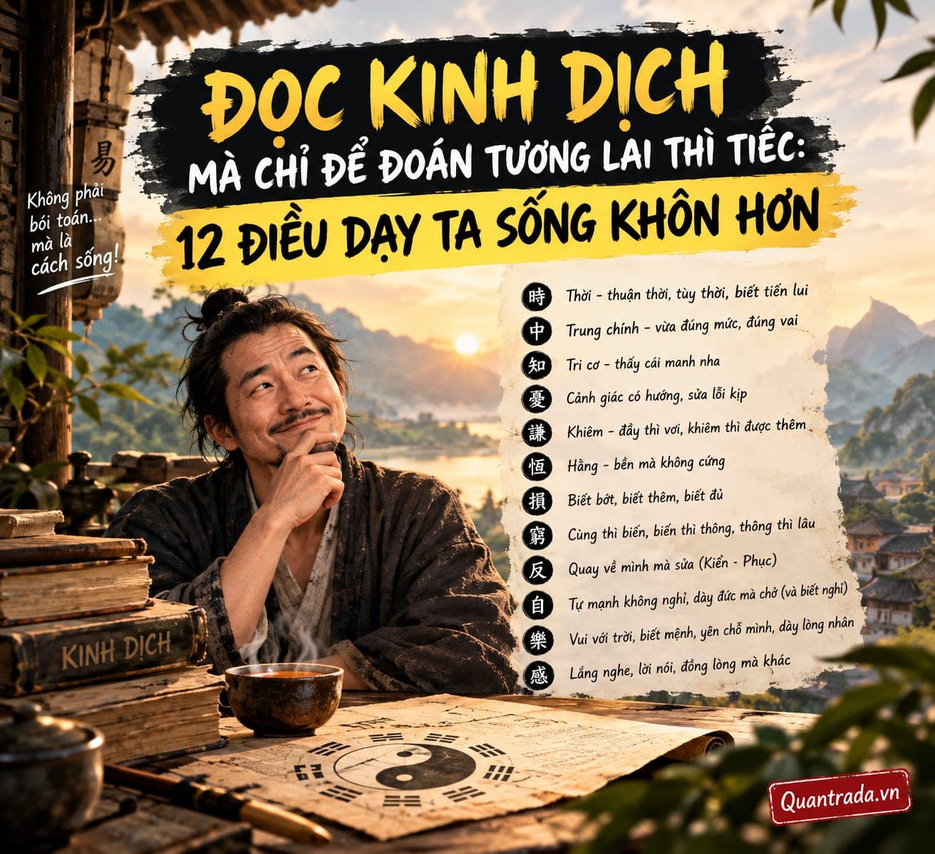12 CHỮ KINH DỊCH CÓ THỂ SOI CẢ TIỀN LẪN ĐỜI: THẤY CƠ, BIẾT THỜI, BIẾT ĐỔI